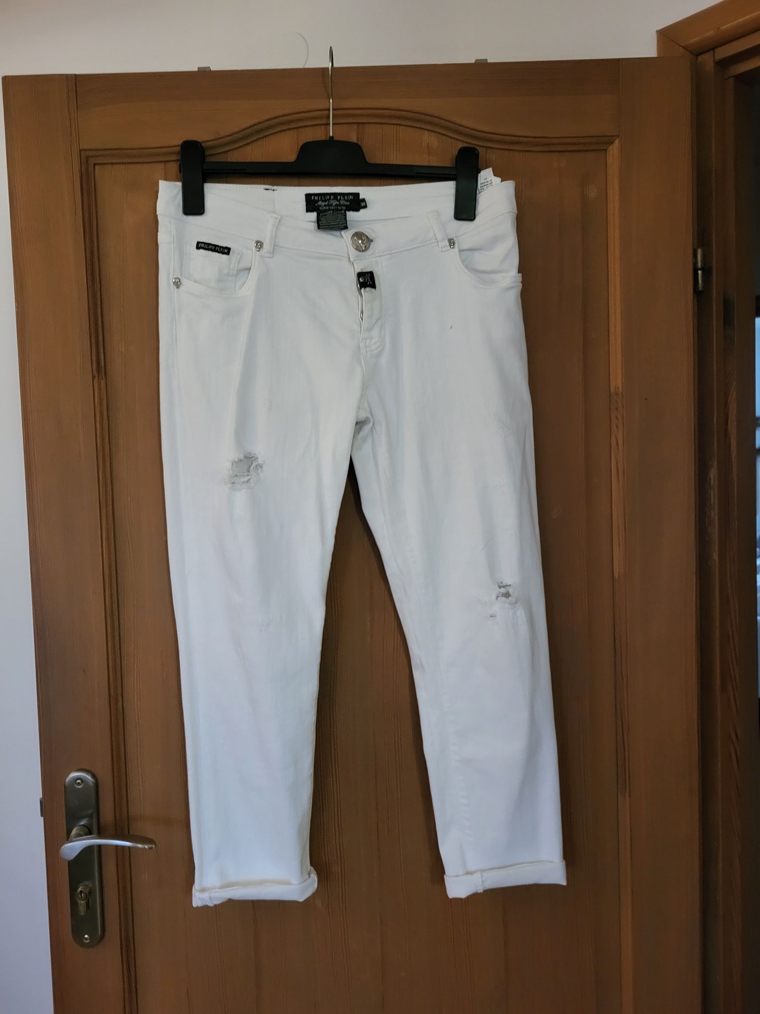 Spodnie białe Pfilipp  Plein dzinsy włoskie L
