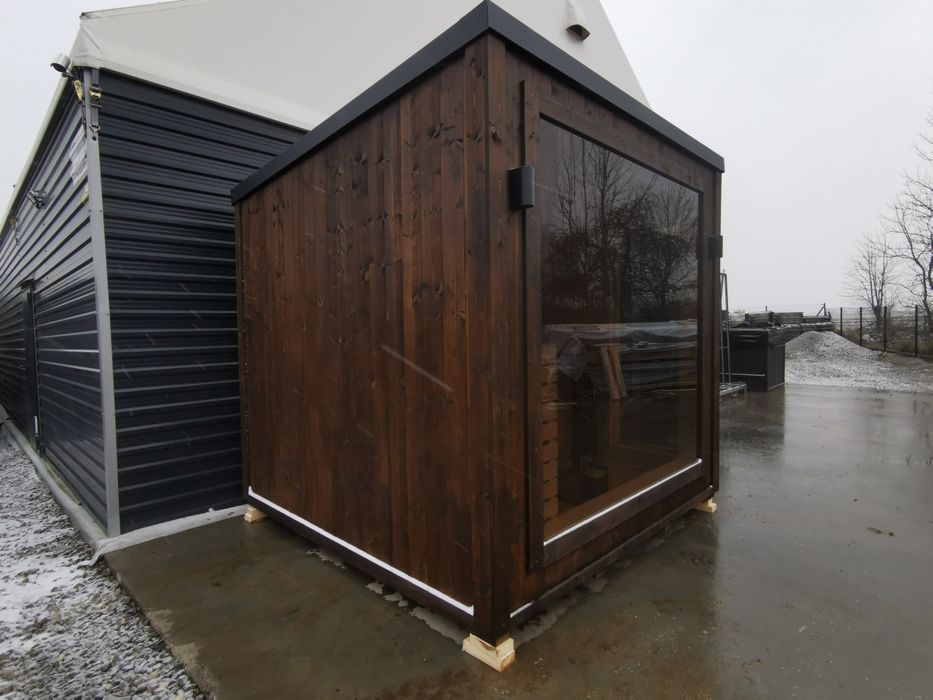 Sauna zewnętrzna ogrodowa 2,5m x 2,5m Ocieplona  Piec Witryna Okazja