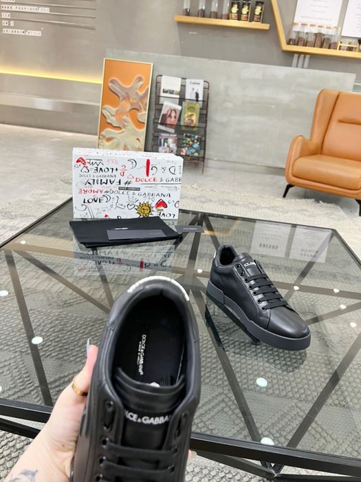 DOLCE GABBANA мужские кеды кожаные кроссовки оригинал черные