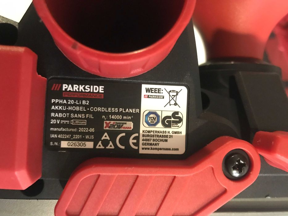 Акумуляторний рубанок PARKSIDE PERFORMANCE® 20 В PPHA 20-Li B2