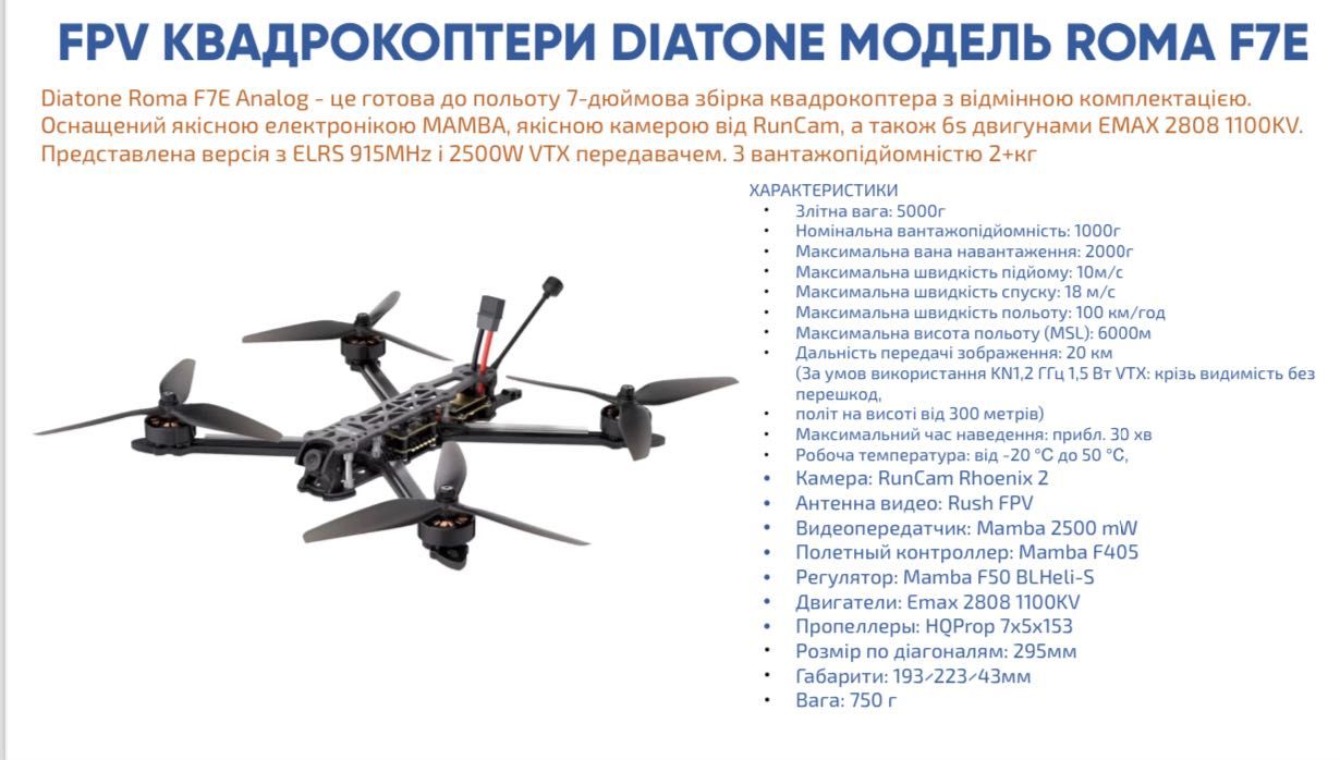 Дрони FPV 7" з батареей 8000 мАп