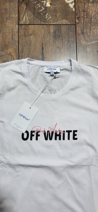 Off white biała koszulka damska bluzka mickey mouse S bawełna