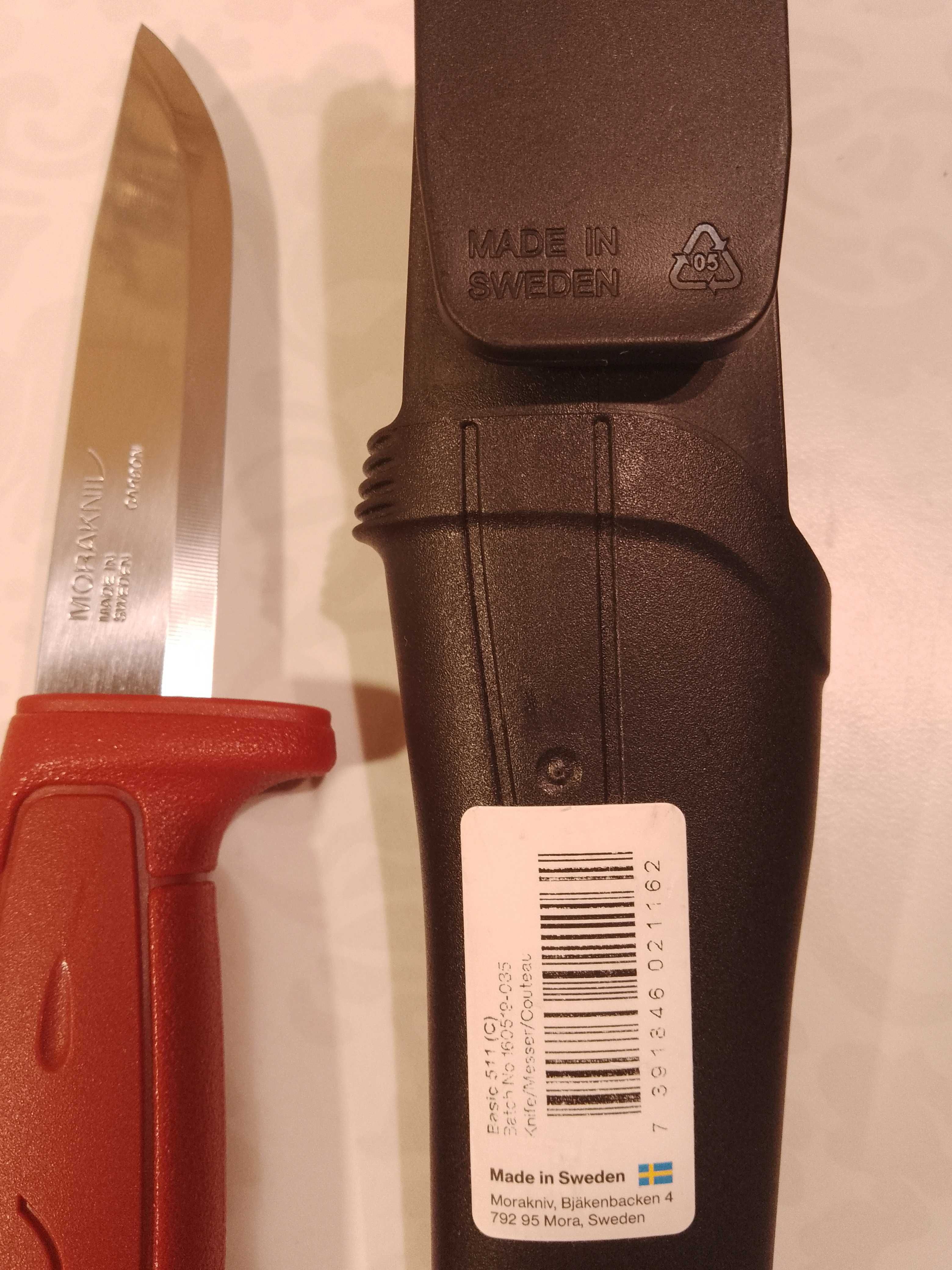 Nóż myśliwski Mora Morakniw ostra stal Spyderco biwak na grzyby