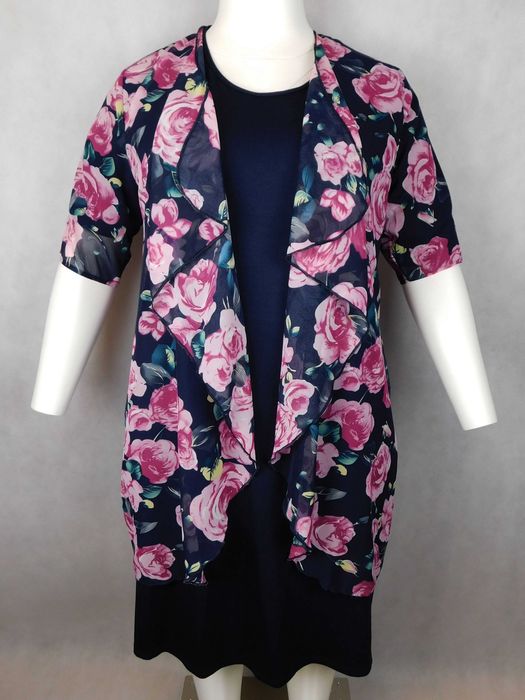 Sukienka elegancka wizytowa z narzutką Plus Size  3XL - 52/54