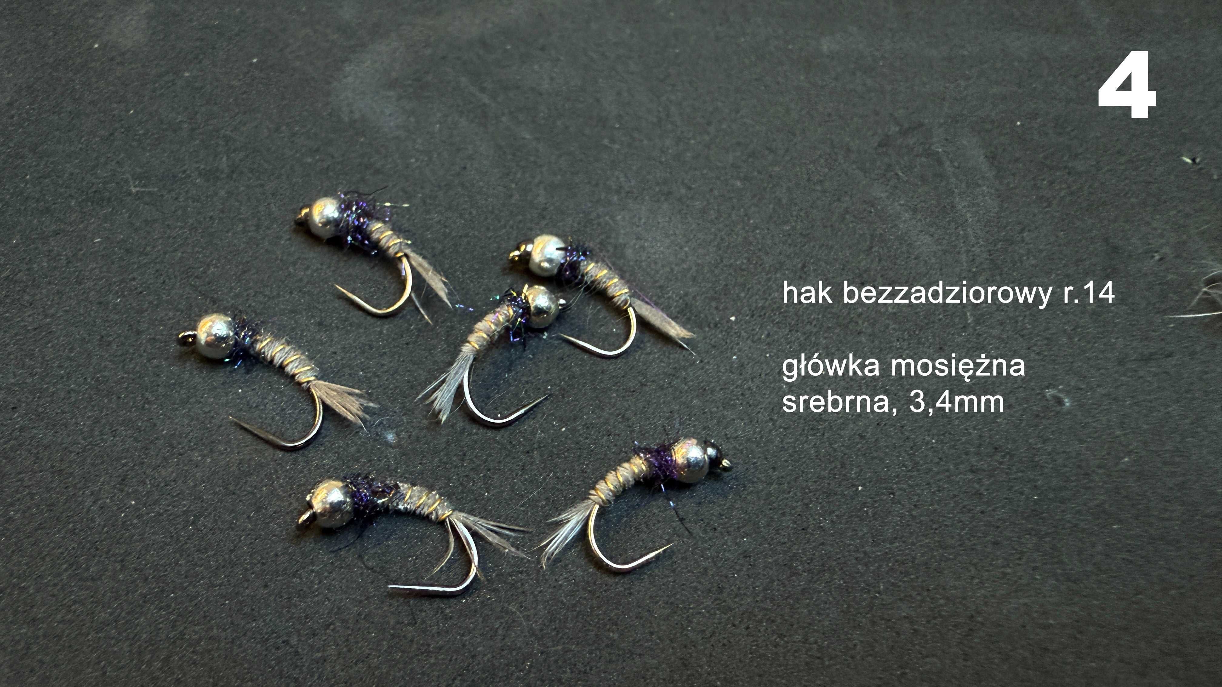 Nimfy różne rodzaje, sztuczna mucha, przynęta na lipienia, pstrąga.