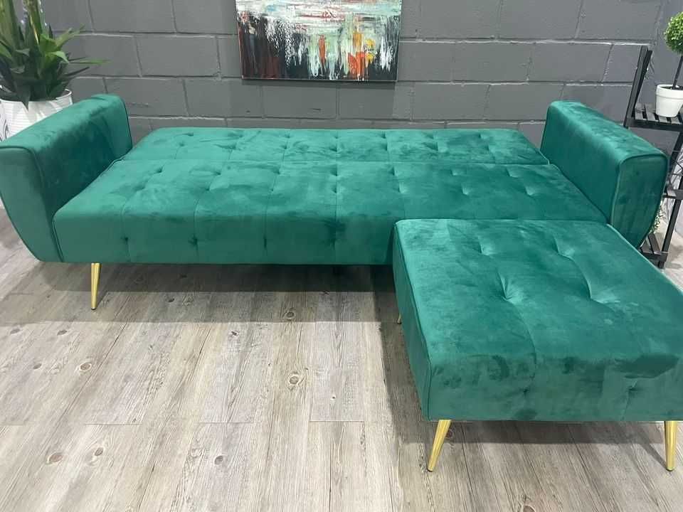 Portes grátis - Sofá-cama + puffs - Pagamento na  entrega