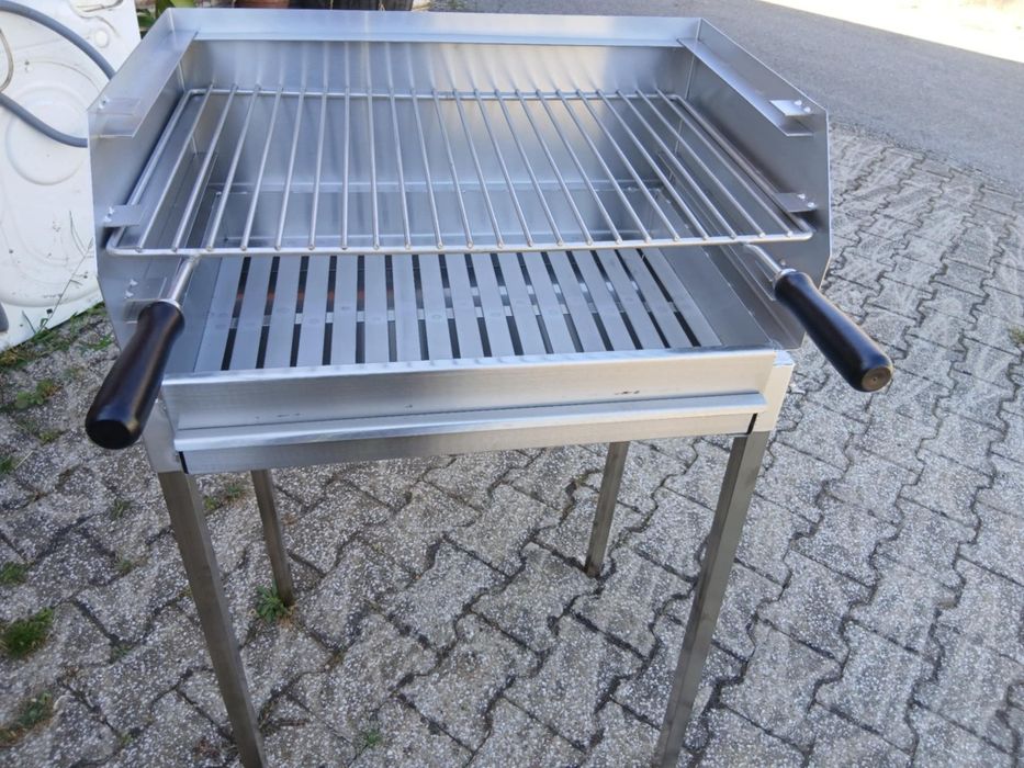Grelhador inox 60x40 revestido com chapa pernas desmonta 100% inox