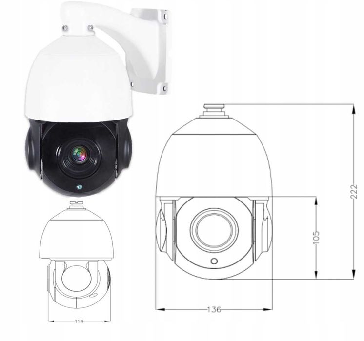 Kamera szybko-obrotowa IP PTZ 5MP 18x REALNY ZOOM PATROL Nagrywanie SD