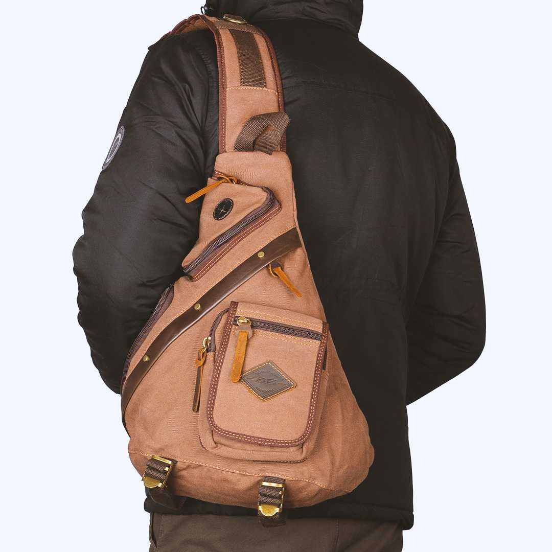 Рюкзак чоловічий через плече Augur коричневого кольору