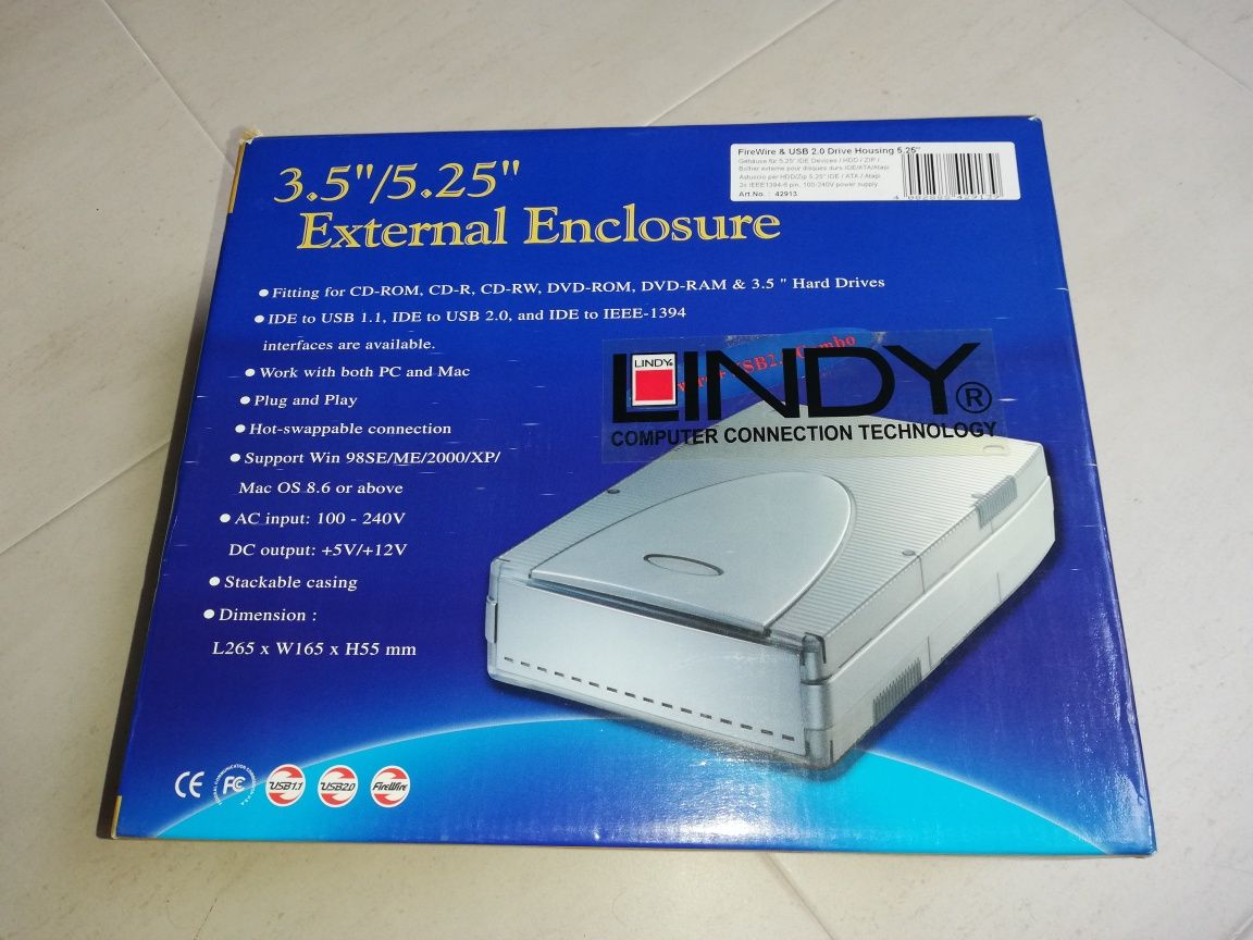 Caixa para HDD 3,5'' ou CD-ROM