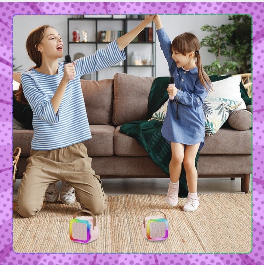 GŁośnik KARAOKE + Mikrofon Głośnik Bluetooth Bezprzewodowy USB RGB