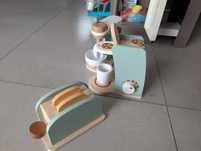 Zabawki drewniane kuchenne, toster, ekspres, mixer