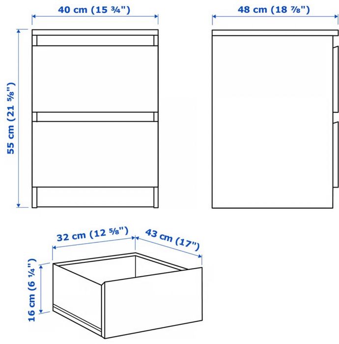 Cómoda com 2 gavetas