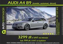 Wynajem wypożyczenie auta samochodu AUDI A4 automat diesel za 110 zł