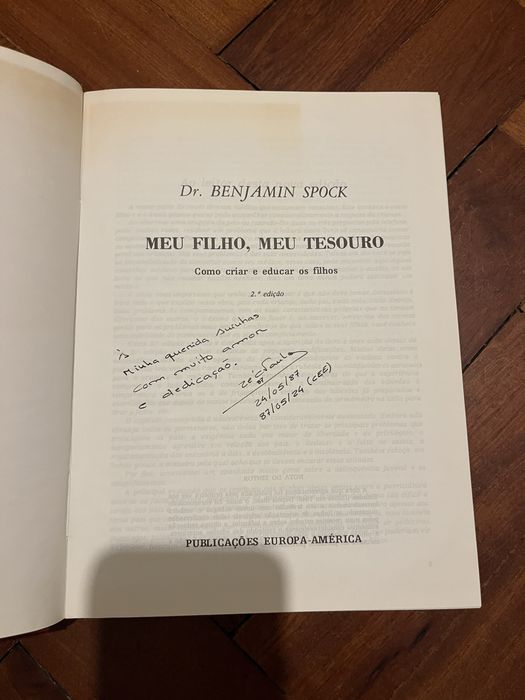 Livro O meu filho, meu tesouro  Dr Benjamin Spock