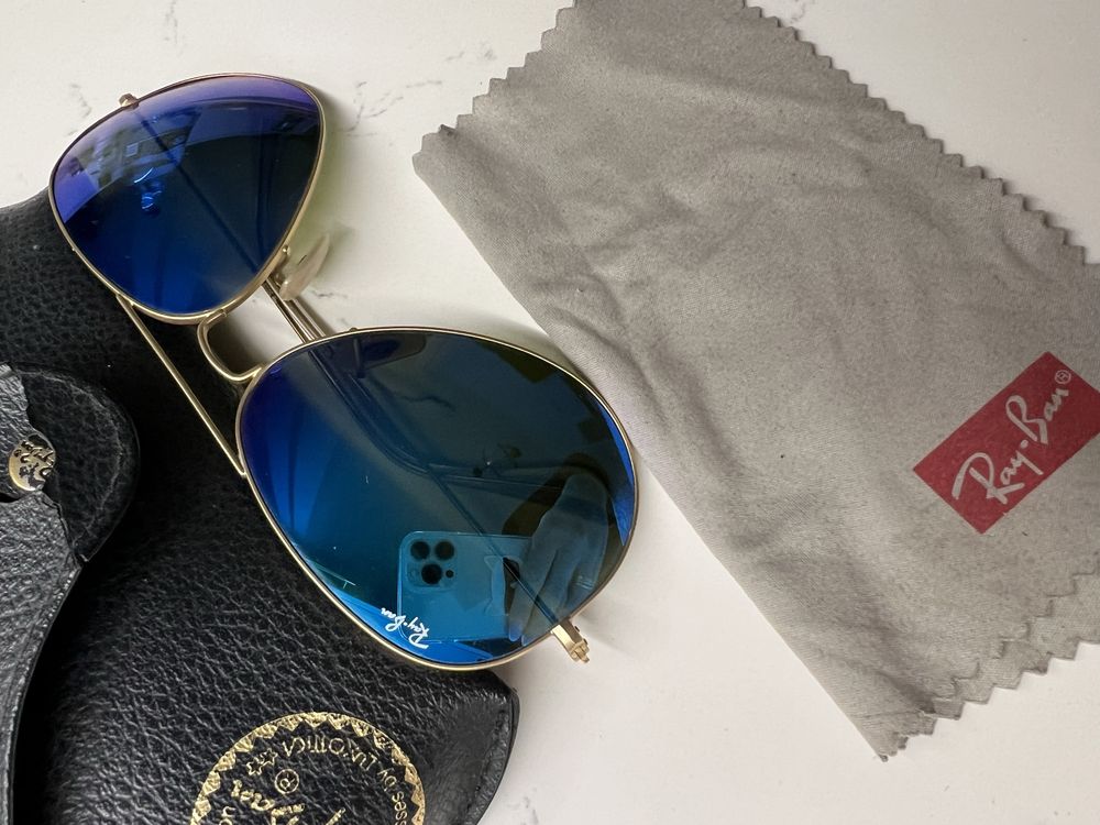 Okulary przeciwsłoneczne Ray Ban aviator blue niebieskie RB 3025