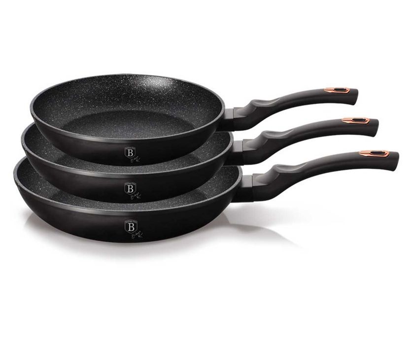Zestaw 3 Patelni Granitowych Berlingerhaus Black Rose Bh-6158