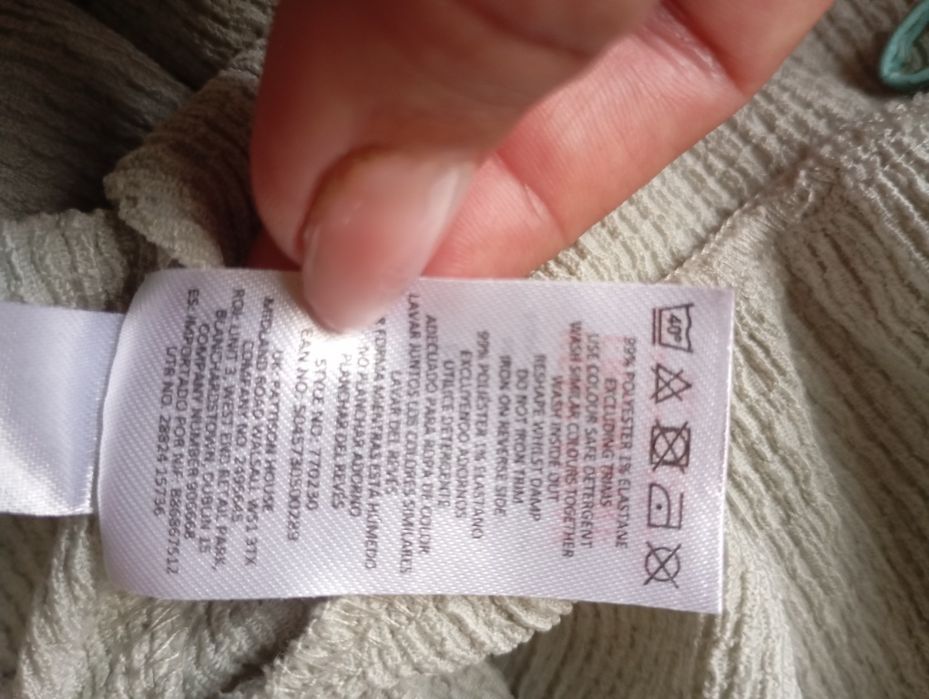 Szałwiowa miętowa sukienka na lato L tkanina strukturalna