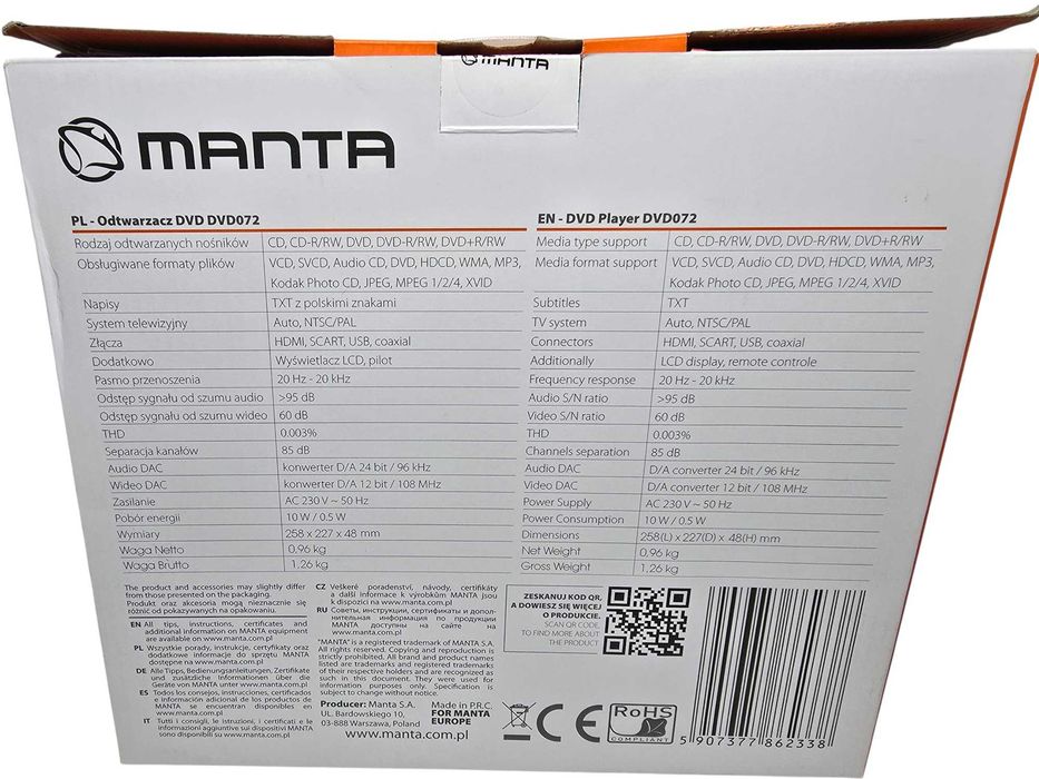 Odtwarzacz DVD Manta DVD072 emperor basic hdmi