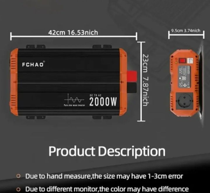 Інвертор 2000Вт/4000Вт 12-220В з чистою синусоїдою (перетворювач напру