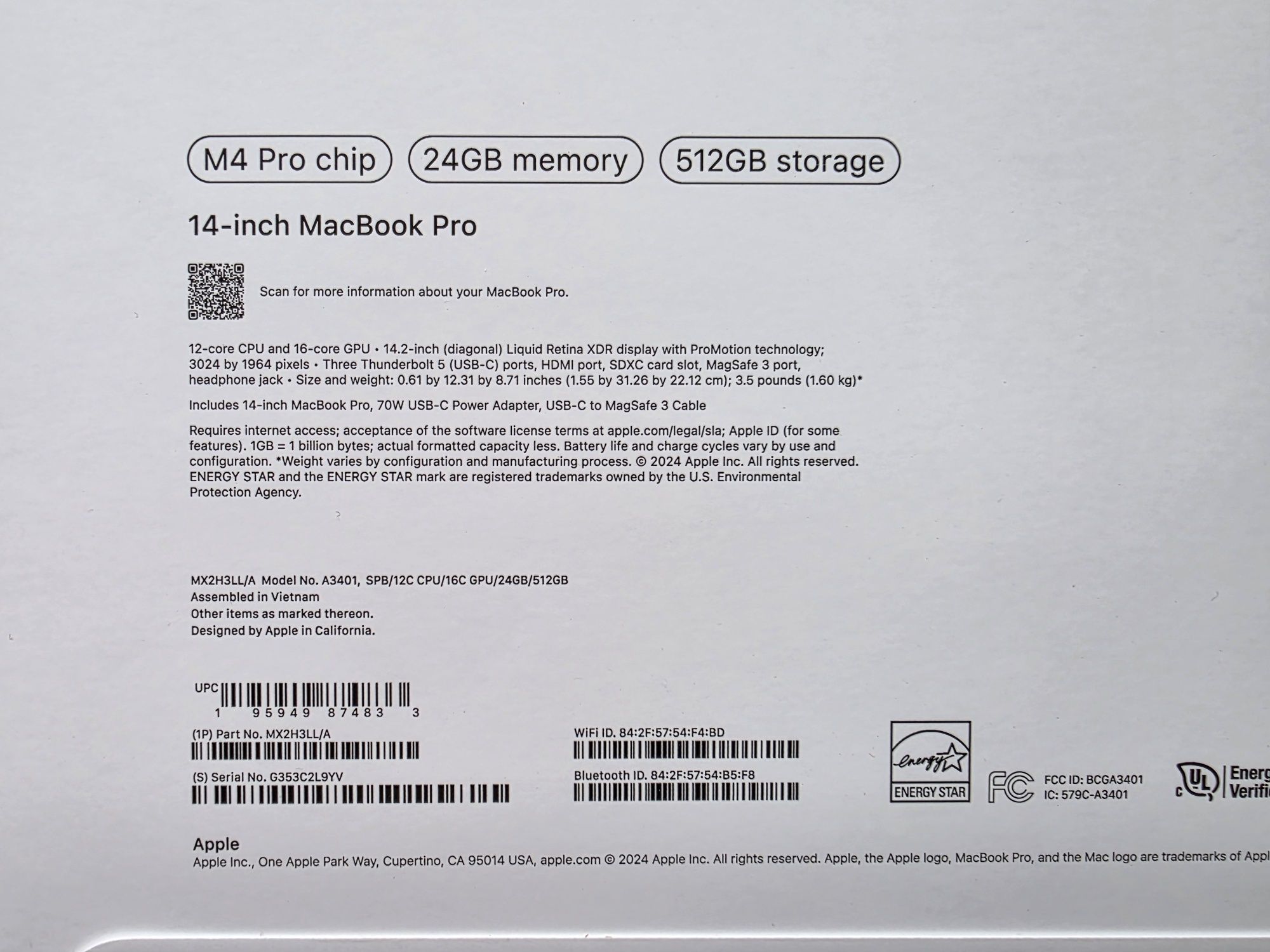 Macbook PRO 14 M4 PRO 512GB 24GB NOWY Zaplombowany