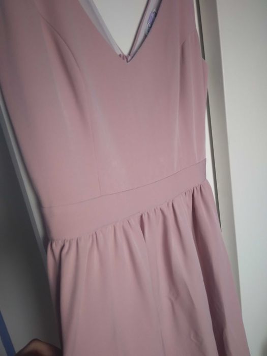 Sukienka maxi 38 M Katniss wieczorowa wesele damska pudrowy róż długa