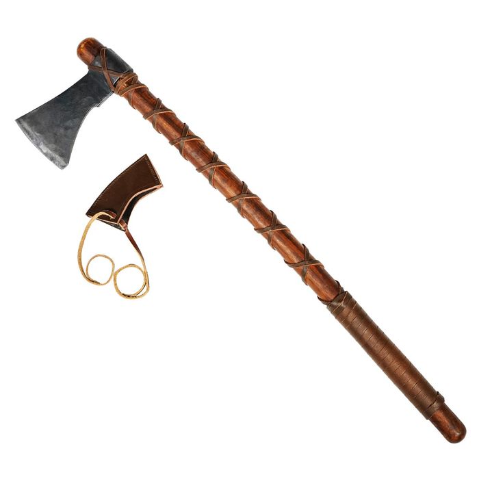 Topór Wikinga Z Ręcznie Kutym Ostrzem Ze Stali Węglowej