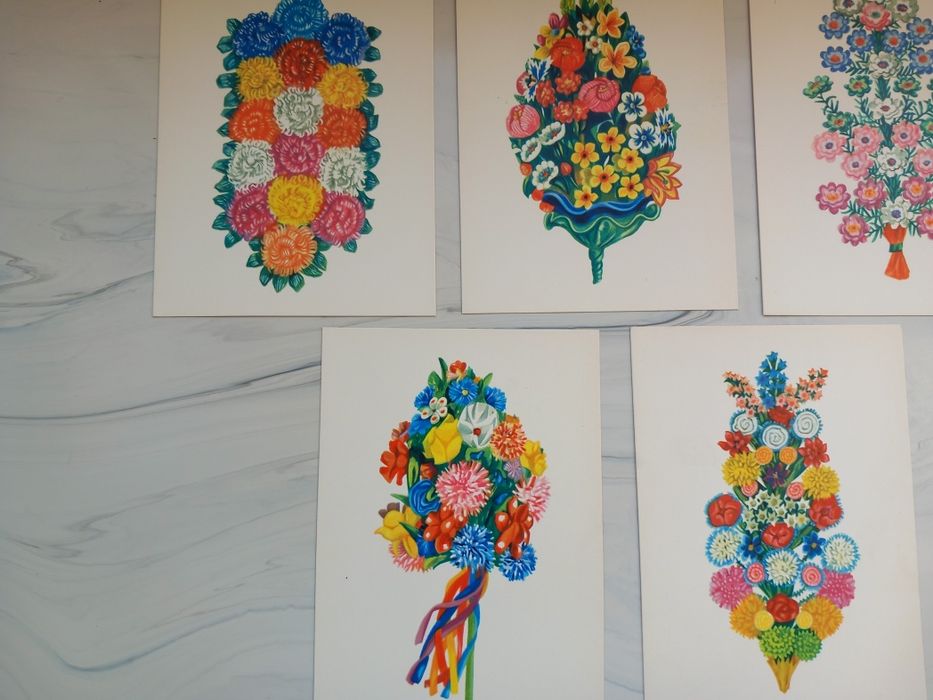 Janina Cugowska,kartki graficzne "Bukiet ludowy"