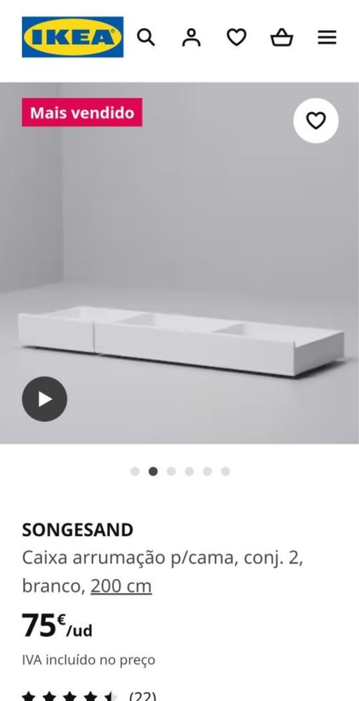 Cama Ikea + Gavetas de arrumação