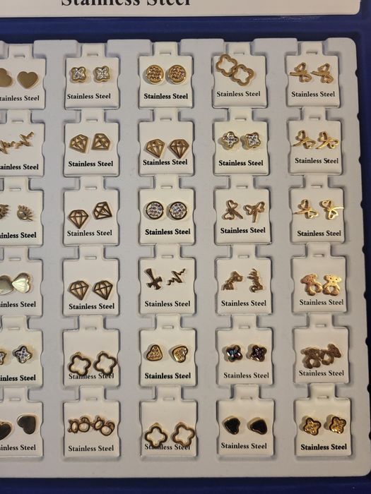 Kolczyki stal wkrętki 36par wzory