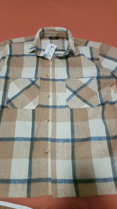 Camisa Oversized Xadrez Beige