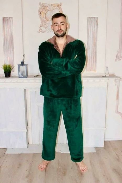 Хіт на зиму Чоловіча тепла піжама приємна махра мужская пижама подарок