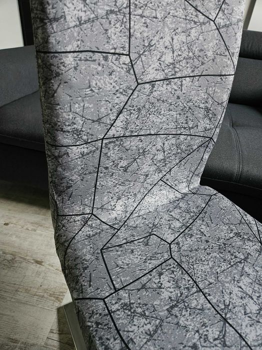 Pokrowce na krzesła elastyczne 4 sztuki wzór szary