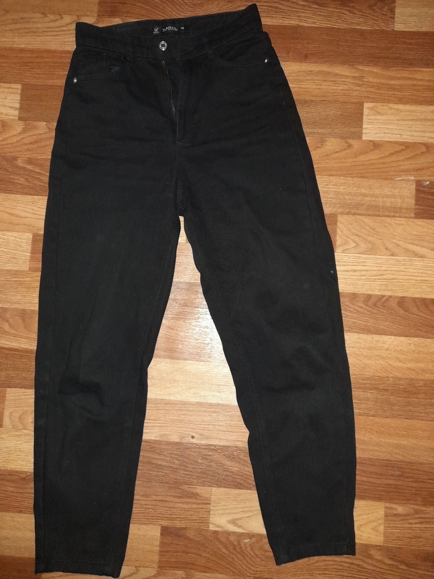 Джинсы чёрные mom широкие джинсы высокая посадка завышеная талия клеш