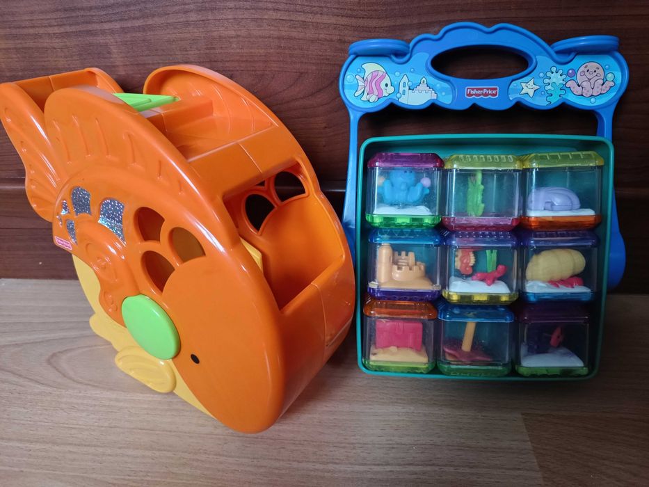 Kostki klocki sensoryczne Fisher Price morskie ocean rybka