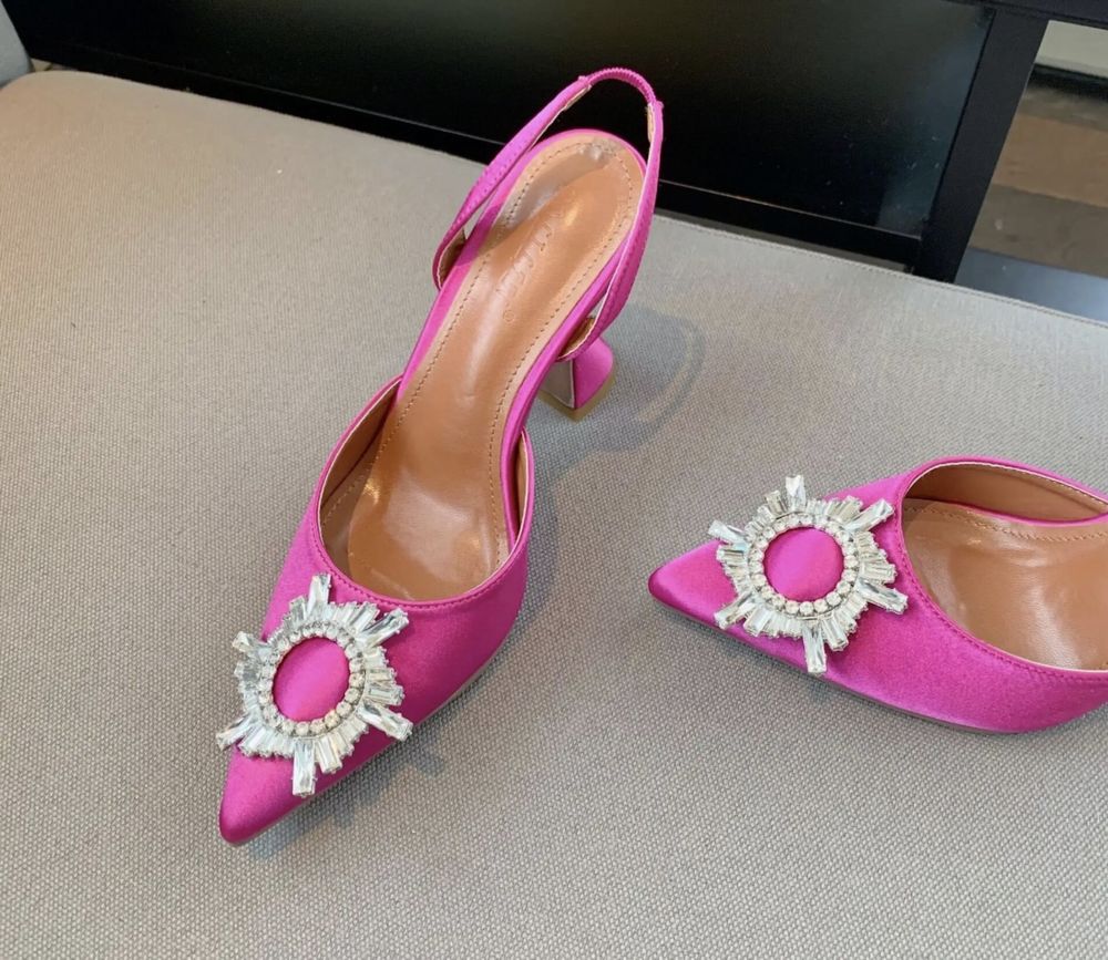 Туфли лодочки с камнями розовые