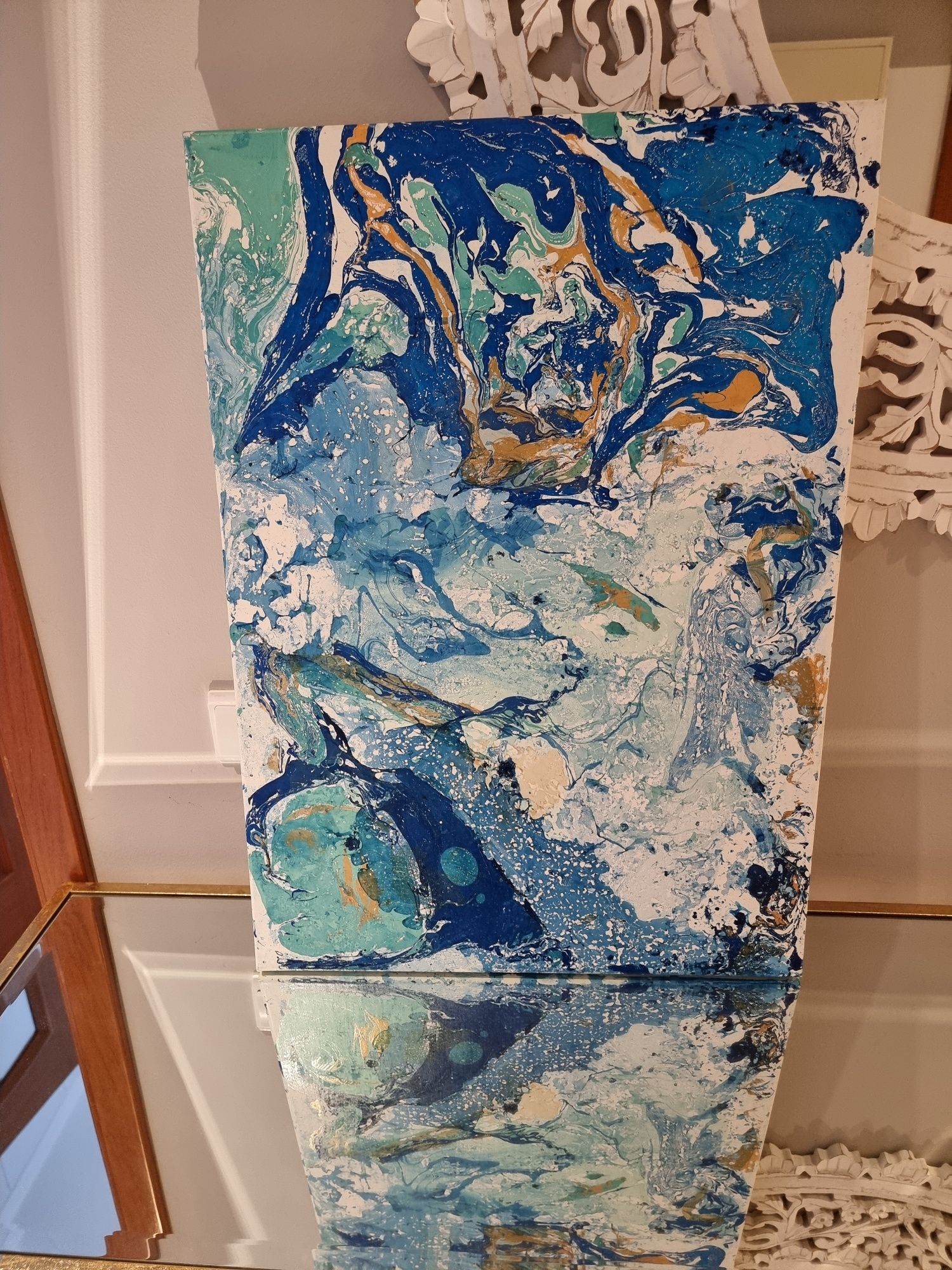 2 Quadro pintura marble