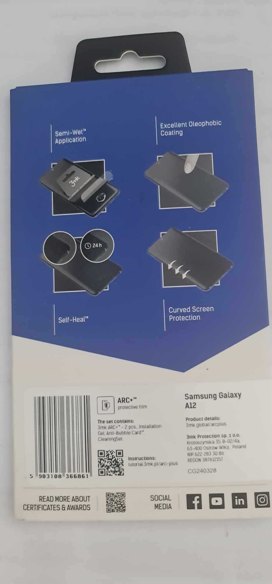 Folia 3mk na cały ekran do Samsung Galaxy A12 ARC+