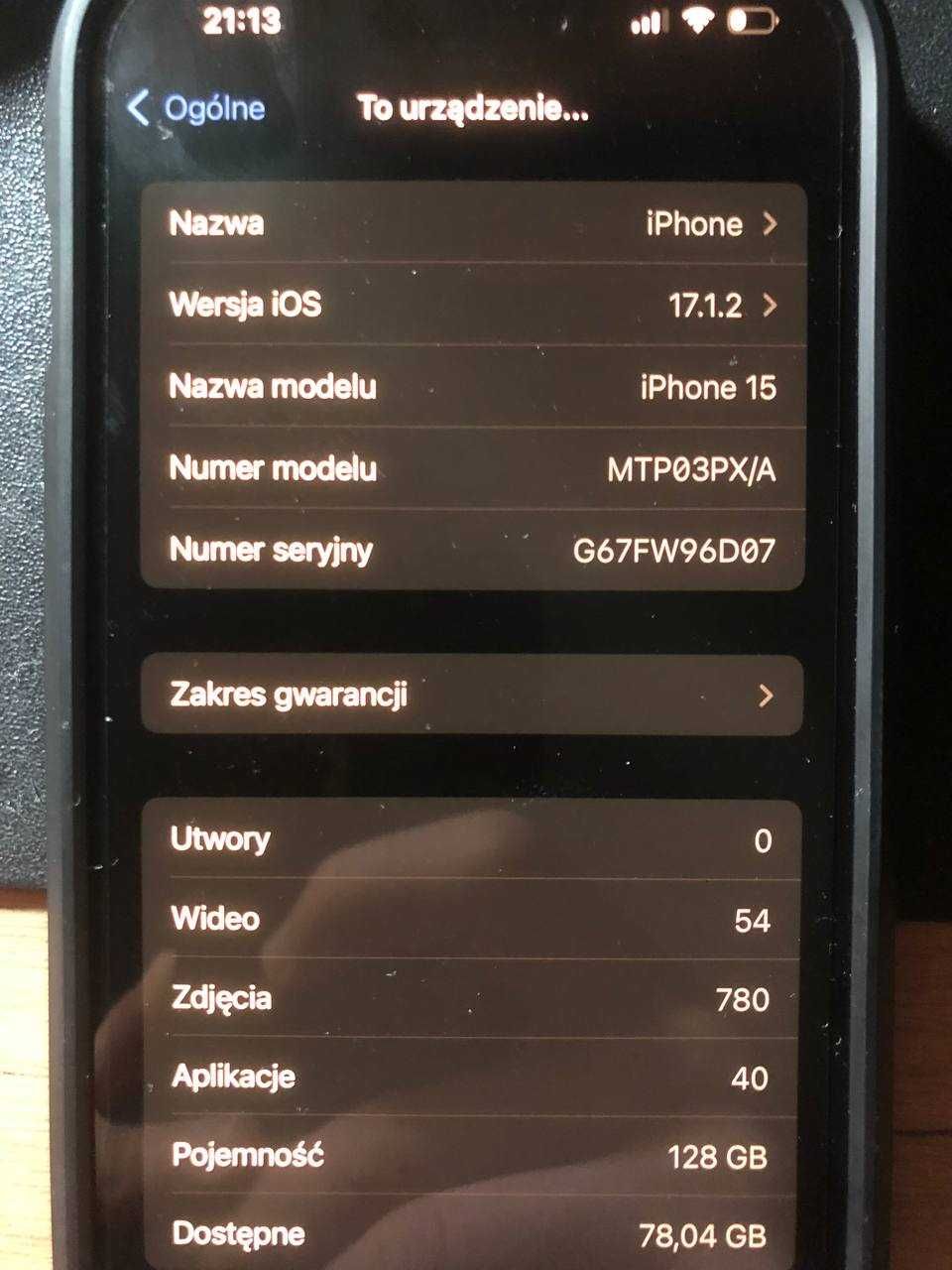 Iphone 15 128GB Czarny jak nowy 100% kondycji