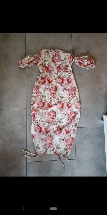 Sukienka w kwiaty hiszpanka bufki midi mini ze ściągaczem wesele