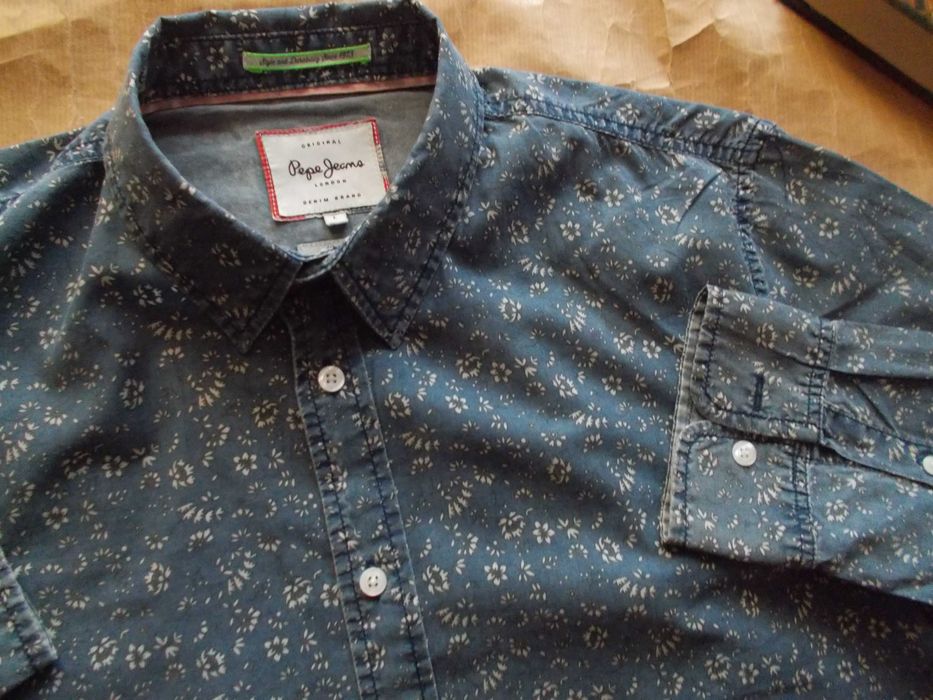 -L- PEPE JEANS PREMIUM DENIM Designerska Koszula Męska L 41 cm UK