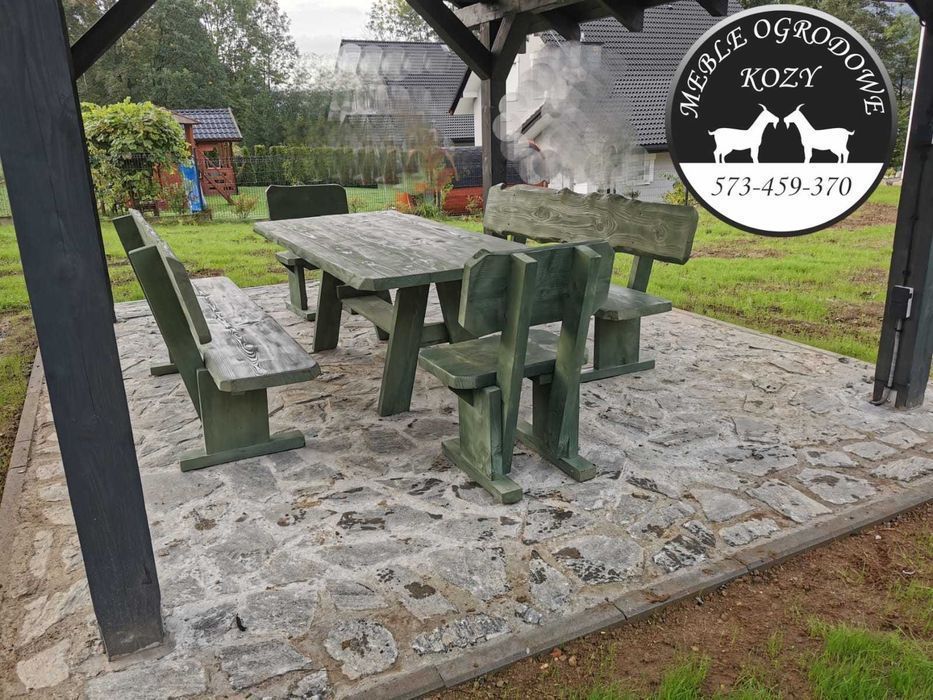 NOWY CENNIK Meble ogrodowe drewniane góralskie. Lite drewno ławka stół