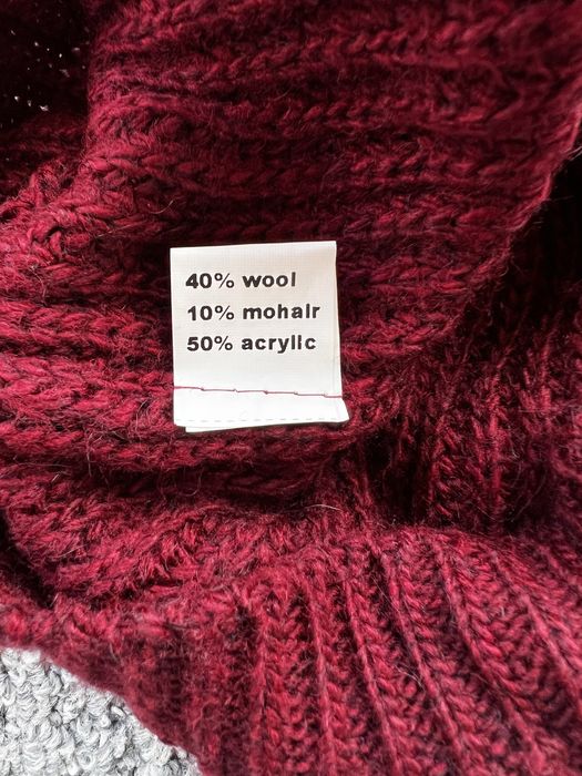 Тепла вʼязана сукня гольф бургунді oversize XS-S-M