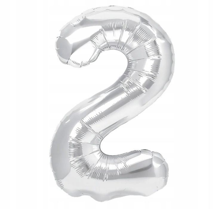 Balon na urodziny CYFRA 2 DWA srebrna Srebrny