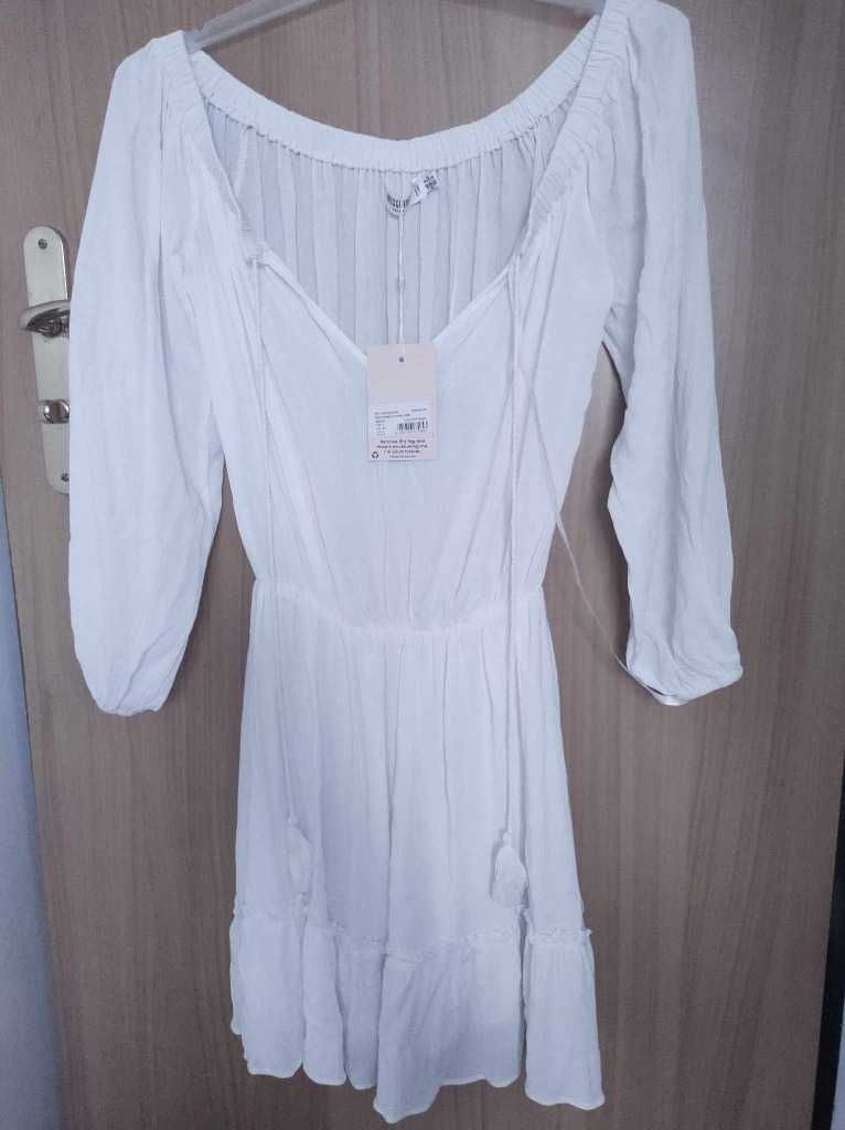 Sukienka biała zwiewna na podszewce,lato 32-34