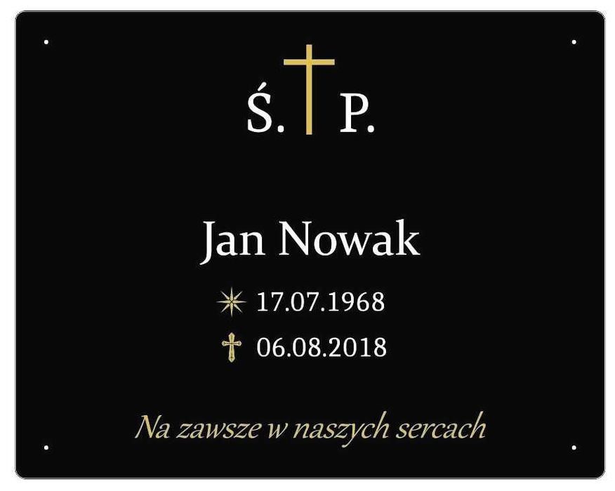 Pomnik, tani nagrobek plastikowy z tablicą grawer kolory WYSYŁKA PL