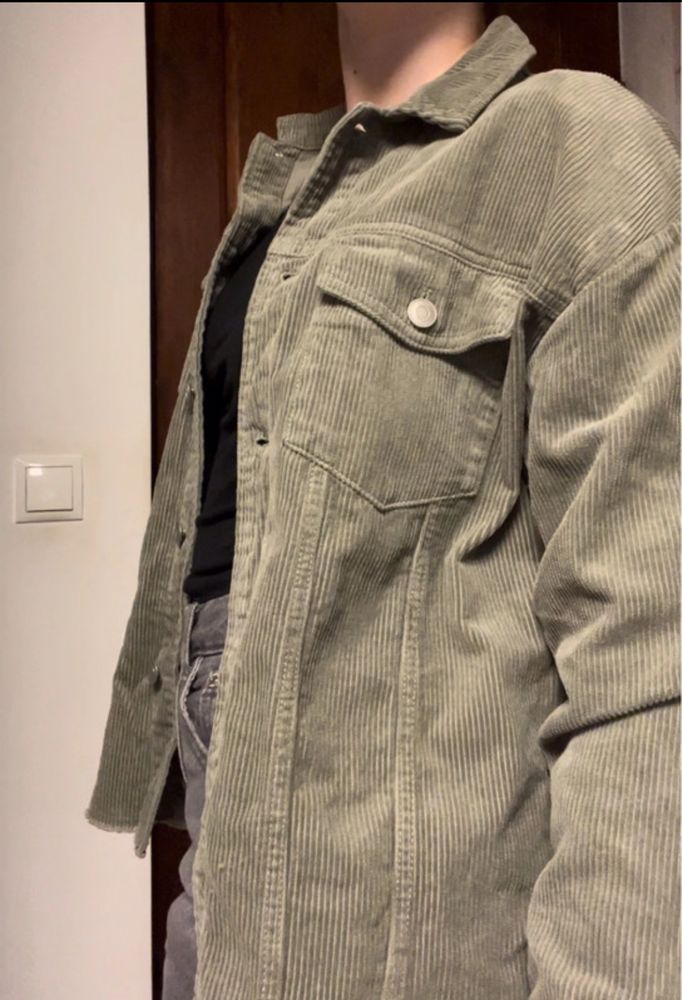 Oversize koszula sztruksowa khaki