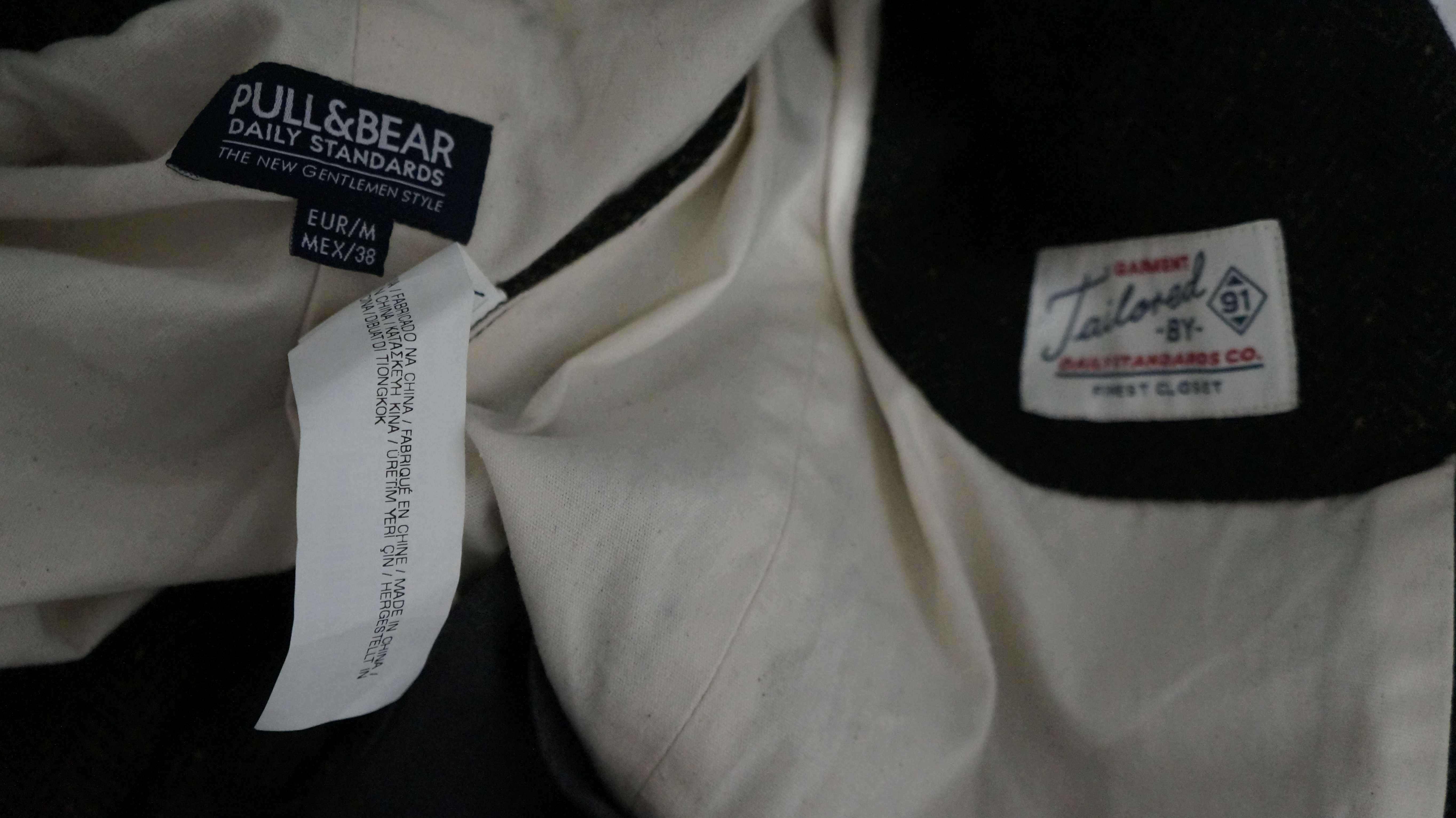 Marynarka Dwurzędowa 3x3 Pull & Bear Roz. M Kol. Zielony Jodełka Fit