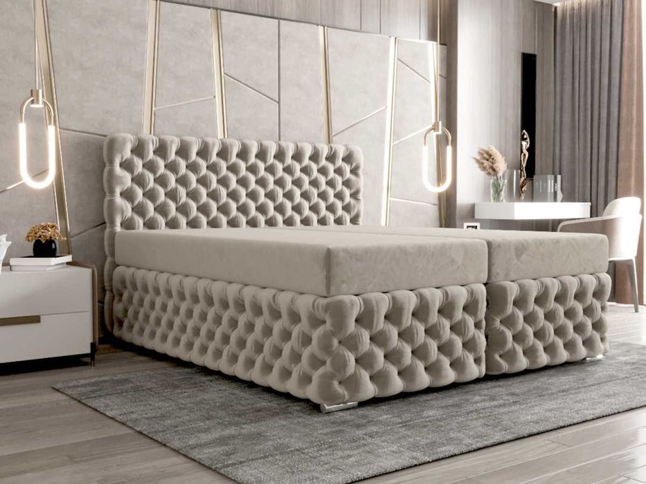 Łóżko Pikowane Kontynentalne  + Materac Wybór Rozmiarów Kolory FIGO 2