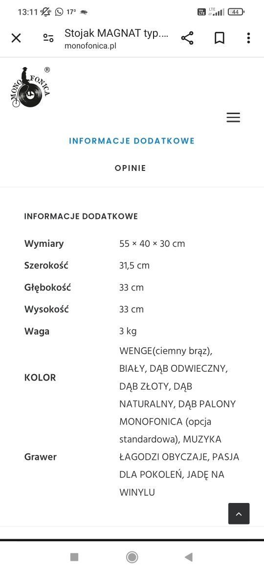 Stojak na płyty winylowe